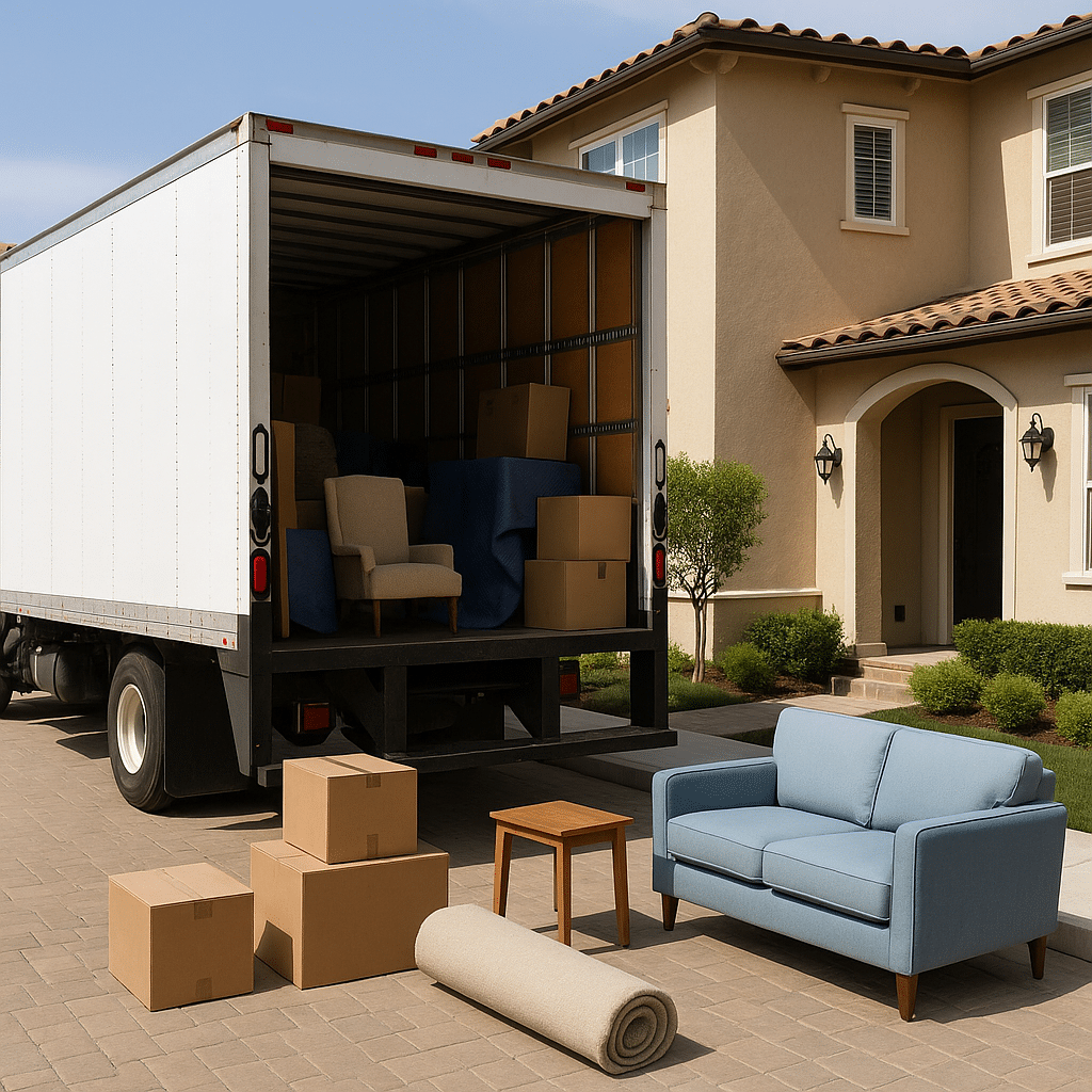 شاحنة نقل أثاث داخل حرم جامعة في جدة